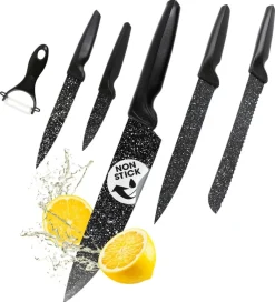 GOURMETmaxx Messerset schwarz Stahl 6 tlg.