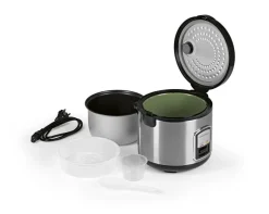 GOURMETmaxx Reiskocher schwarz silber B/H/L: ca. 23,6x25,2x23,2 cm