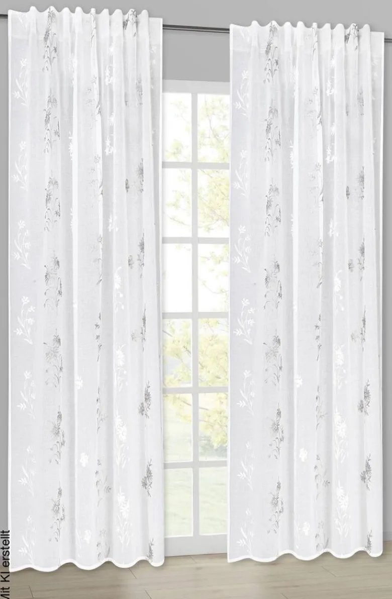 Happy Home Kombivorhang Blattranke silber B/L: ca. 140x245 cm