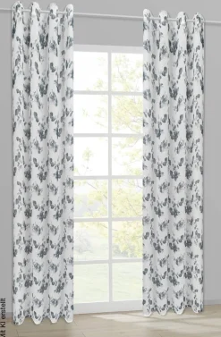 Happy Home Ösenschal Blätter weiß B/L: ca. 140x245 cm