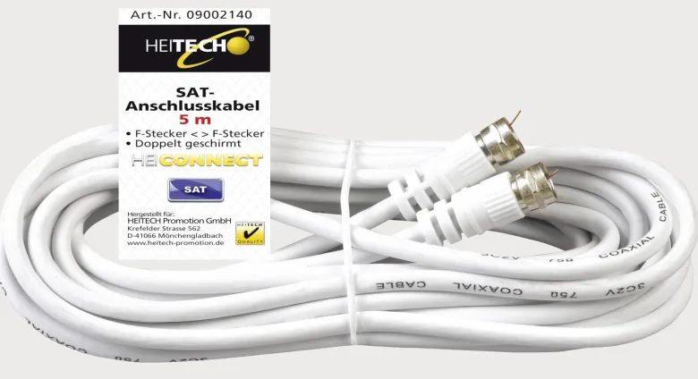 HeiTech SAT-Anschlusskabel 5,0m weiß