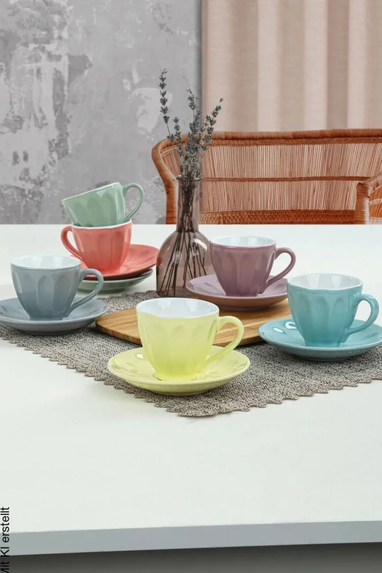 HermiaConcept Teetasse 12-tlg. mehrfarbig Steingut