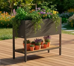 Herstera Garden Hochbeet Deco anthrazit Stahl B/H/L: ca. 100x80x40 cm