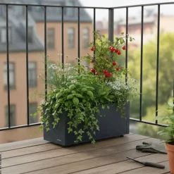 Herstera Garden Pflanzkübel Cube anthrazit Metall B/H/L: ca. 60x25x25 cm