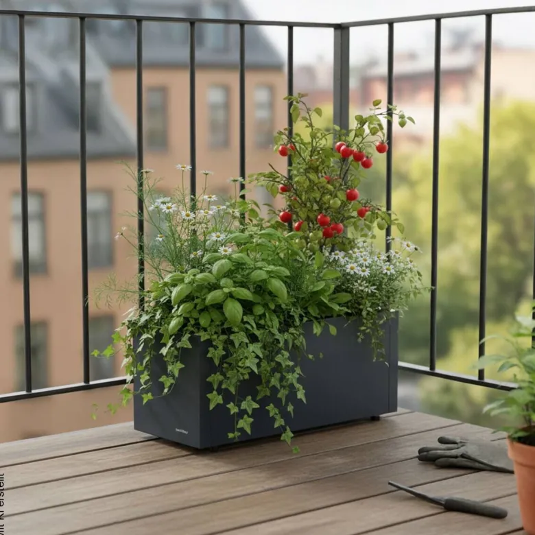 Herstera Garden Pflanzkübel Cube anthrazit Metall B/H/L: ca. 60x25x25 cm