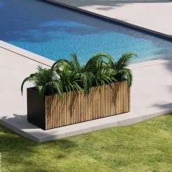 Herstera Garden Pflanzkübel Deco Planter schwarz Metall B/H/L: ca. 150x50x50 cm