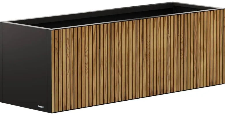 Herstera Garden Pflanzkübel Deco Planter schwarz Metall B/H/L: ca. 150x50x50 cm