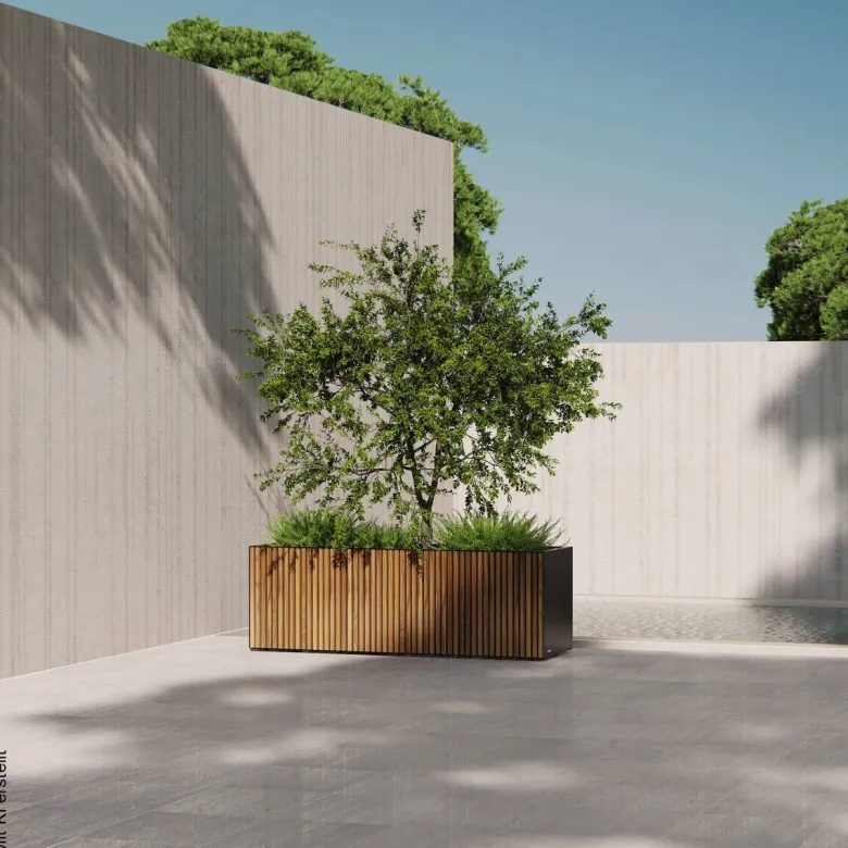 Herstera Garden Pflanzkübel Deco Planter schwarz Metall B/H/L: ca. 150x50x50 cm