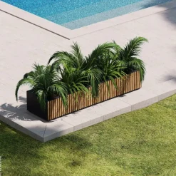Herstera Garden Pflanzkübel Deco Planter Xic schwarz Holz B/H/L: ca. 150x25x40 cm