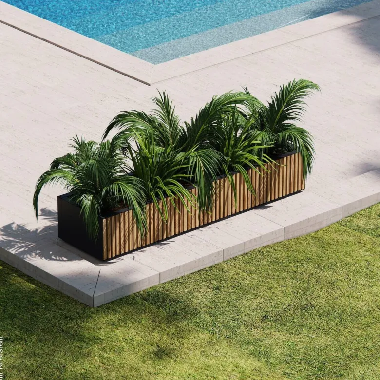 Herstera Garden Pflanzkübel Deco Planter Xic schwarz Holz B/H/L: ca. 150x25x40 cm