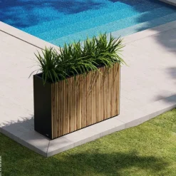 Herstera Garden Pflanzkübel Deco Planter schwarz Holz B/H/L: ca. 120x80x40 cm