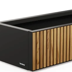 Herstera Garden Pflanzkübel Deco Planter Xic schwarz Holz B/H/L: ca. 100x25x40 cm
