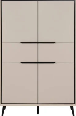 Highboard Arona sand schwarz B/H/T: ca. 90x140x38 cm