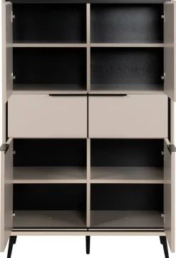 Highboard Arona sand schwarz B/H/T: ca. 90x140x38 cm