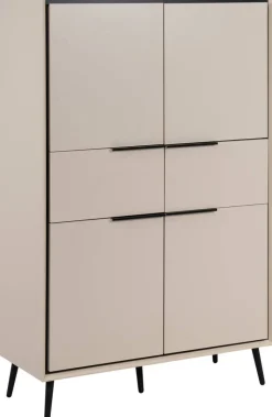 Highboard Arona sand schwarz B/H/T: ca. 90x140x38 cm