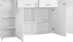 Highboard Atlanta weiß Hochglanz perlweiß Optik B/H/T: ca. 210x111x40 cm