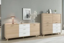Highboard BASTIAN Eiche weiß B/H/T: ca. 120x131x36,5 cm