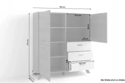 Highboard BASTIAN Eiche weiß B/H/T: ca. 120x131x36,5 cm