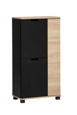 Highboard Emmik schwarz matt Eiche Eiche weiß Nachbildung B/H/T: ca. 59,8x116,9x32,6 cm