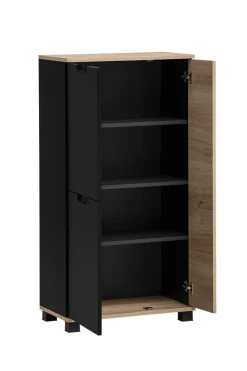 Highboard Emmik schwarz matt Eiche Eiche weiß Nachbildung B/H/T: ca. 59,8x116,9x32,6 cm