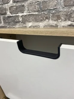 Highboard Emmik weiß matt Eiche Eiche weiß Nachbildung B/H/T: ca. 59,8x124x19,55 cm