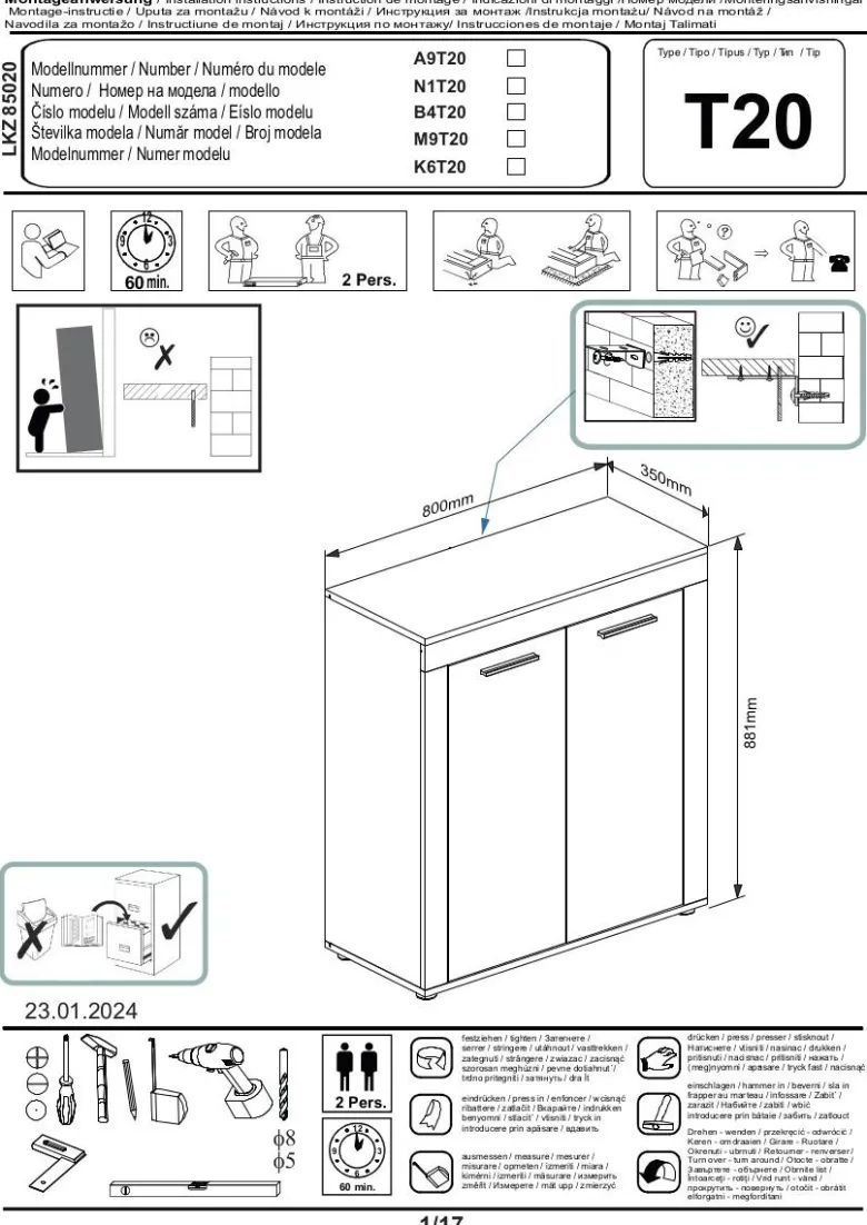 Highboard Jam Eiche Wotan Nachbildung B/H/T: ca. 80x88x35 cm