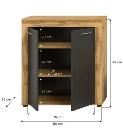 Highboard Jam Eiche Wotan Nachbildung grau B/H/T: ca. 80x88x35 cm