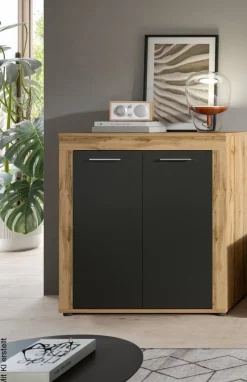 Highboard Jam Eiche Wotan Nachbildung grau B/H/T: ca. 80x88x35 cm