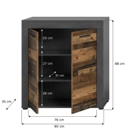 Highboard Jam Matera Nachbildung Old Wood Nachbildung B/H/T: ca. 88x80x35 cm
