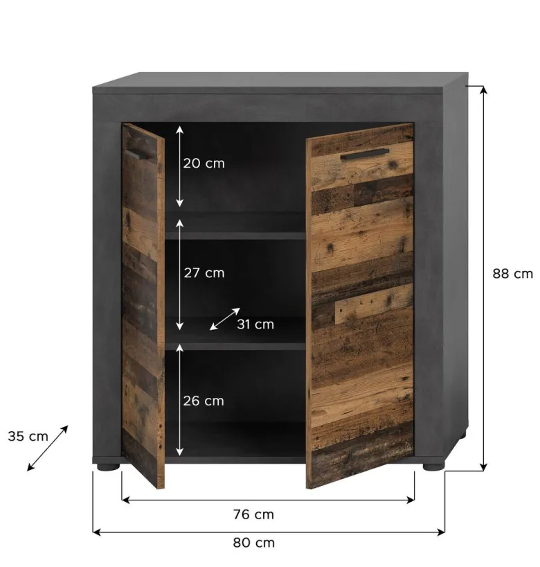Highboard Jam Matera Nachbildung Old Wood Nachbildung B/H/T: ca. 88x80x35 cm