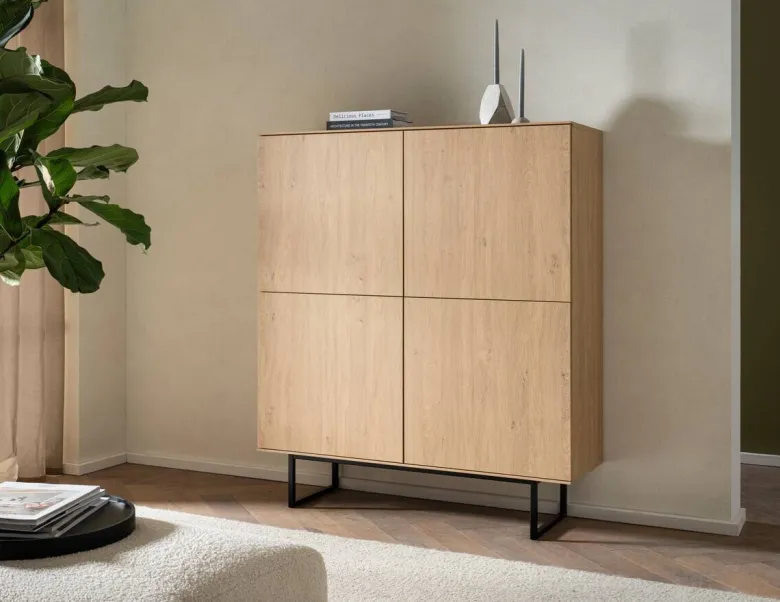 Highboard Kalmar Oak Stone Nachbildung B/H/T: ca. 115x137x40 cm