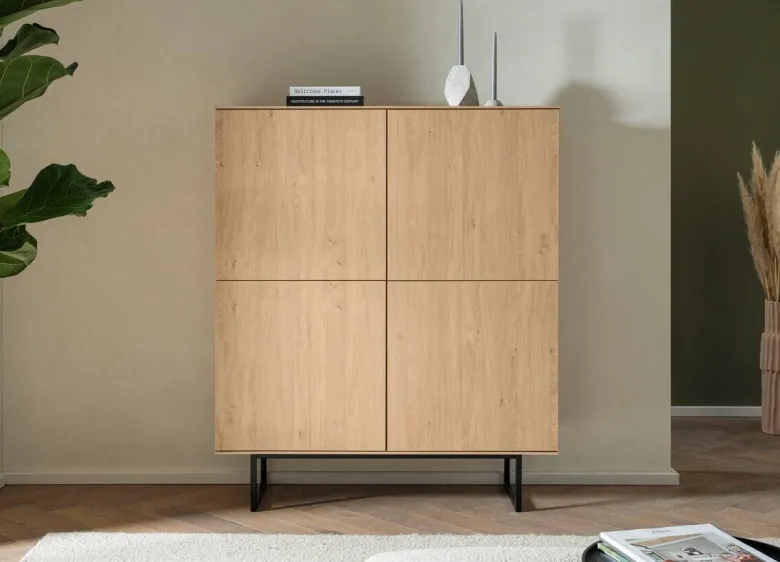Highboard Kalmar Oak Stone Nachbildung B/H/T: ca. 115x137x40 cm