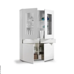 Highboard Mailand weiß Hochglanz B/H/T: ca. 128x191x40 cm