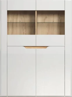 Highboard Marlon Eiche Evoke Coast Nachbildung weiß Hochglanz B/H/T: ca. 96x132x39 cm