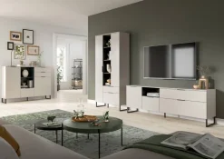 Highboard Noida Kaschmirgrau Nachbildung schwarz B/H/T: ca. 112x150x37 cm