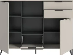 Highboard Noida Kaschmirgrau Nachbildung schwarz B/H/T: ca. 112x150x37 cm