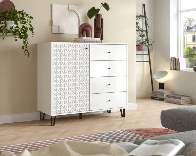 Highboard PRISMA weiß weiß Hochglanz B/H/T: ca. 110x96x40 cm