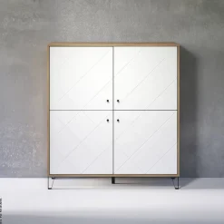 Highboard Touch Eiche Artisan Nachbildung weiß matt B/H/T: ca. 123x136x40 cm