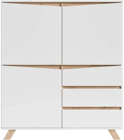 Highboard VALENTIN weiß Eiche Nachbildung B/H/T: ca. 120x142x38 cm