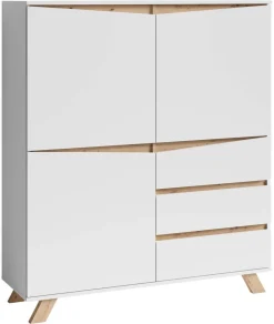 Highboard VALENTIN weiß Eiche Nachbildung B/H/T: ca. 120x142x38 cm