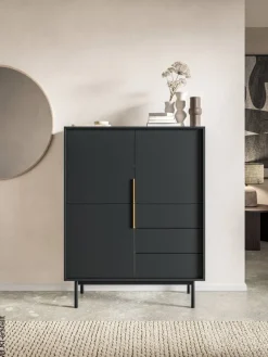 Highboard VIVA schwarz B/H/T: ca. 104x139,5x39 cm