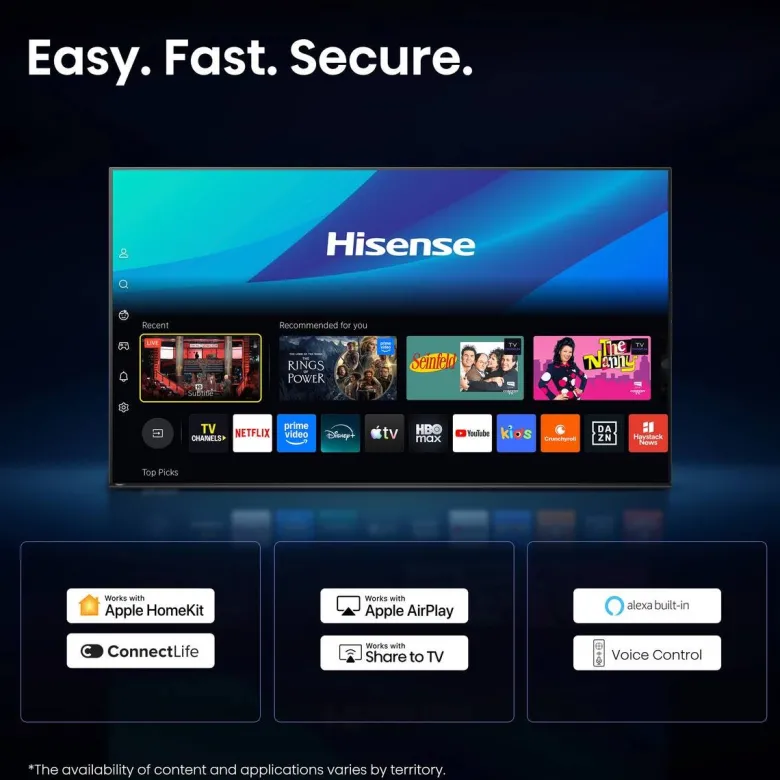 Hisense Mini-LED-Fernseher 65U7SE B/H: ca. 145x90 cm