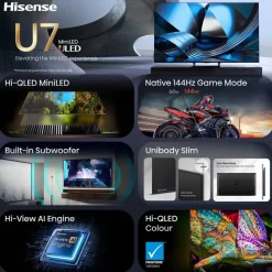 Hisense Mini-LED-Fernseher 55U7SE B/H: ca. 123x77 cm