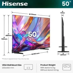 Hisense QLED-Fernseher 50E7S B/H: ca. 112x70 cm