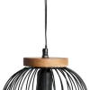 Hölscher Leuchten Pendelleuchte 021 821 schwarz natur Metall Holz H/D: ca. 150x20 cm E27 1 Brennstellen
