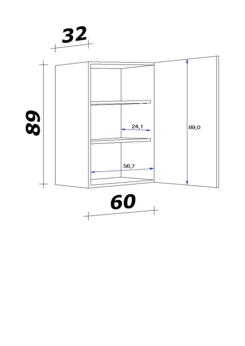 Hängeschrank Capri schwarz matt B/H/T: ca. 60x89x32 cm
