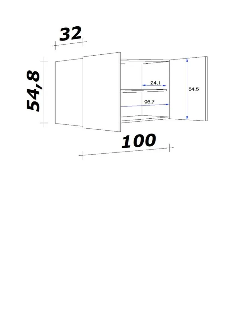 Hängeschrank Capri schwarz matt B/H/T: ca. 100x54,8x32 cm