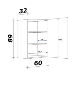 Hängeschrank Elva anthrazit strukturiert B/H/T: ca. 60x89x32 cm