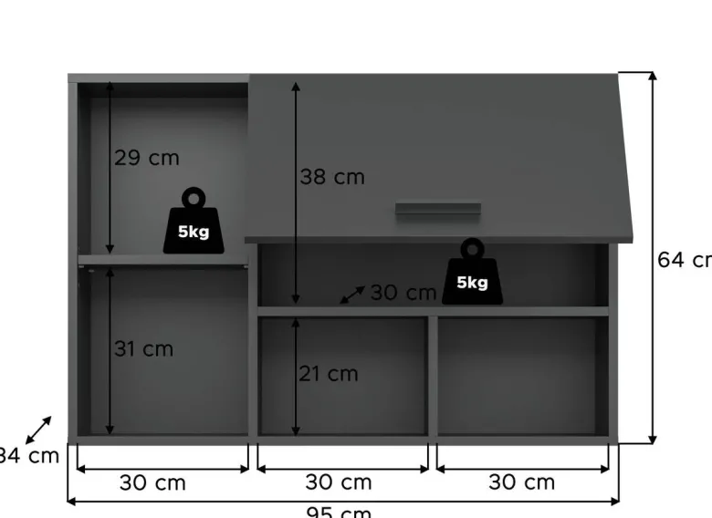 Hängeschrank Free anthrazit B/H/T: ca. 95x64x34 cm