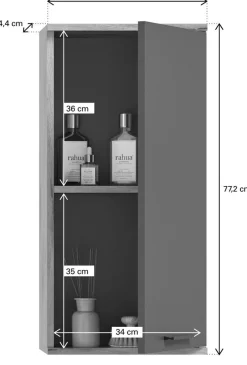Hängeschrank Mason dunkelgrau Nox Oak Nachbildung B/H/T: ca. 37x77x24 cm